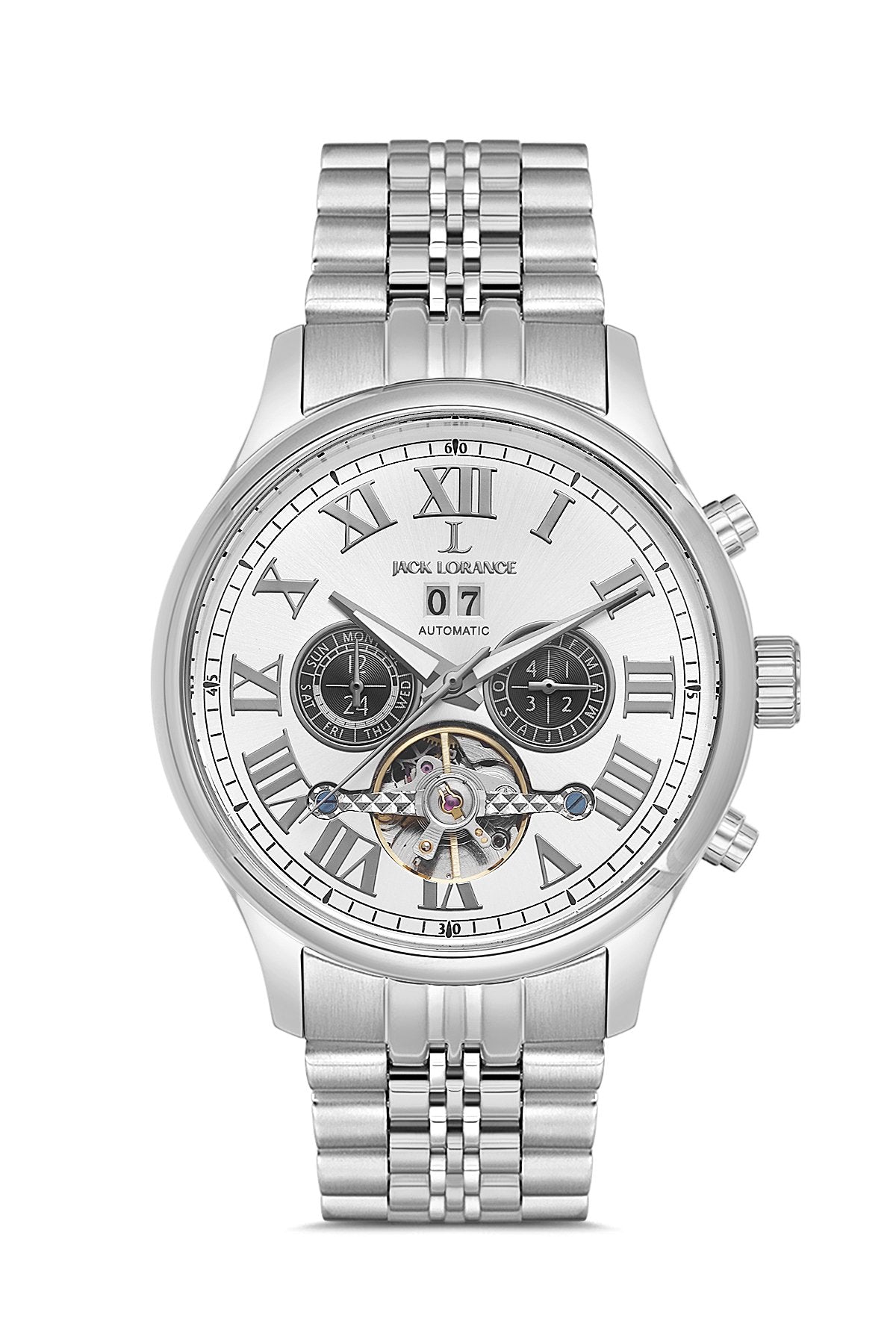 JCKJLS11817M.01 Gümüş & Beyaz Otomatik Çelik Erkek Kol Saati