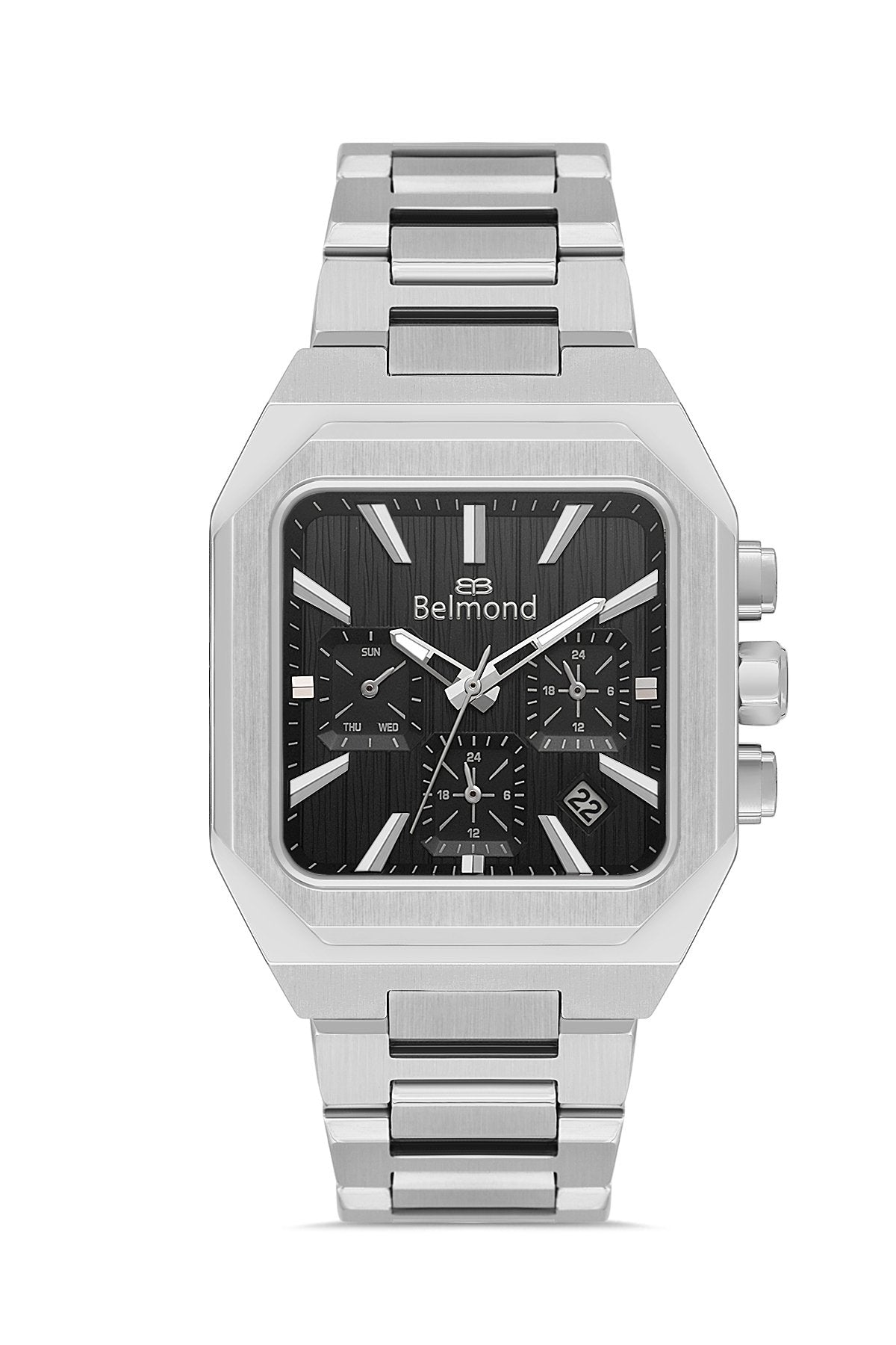 KNG1152.350 Gümüş & Siyah Çelik Kordon Erkek Kol Saati