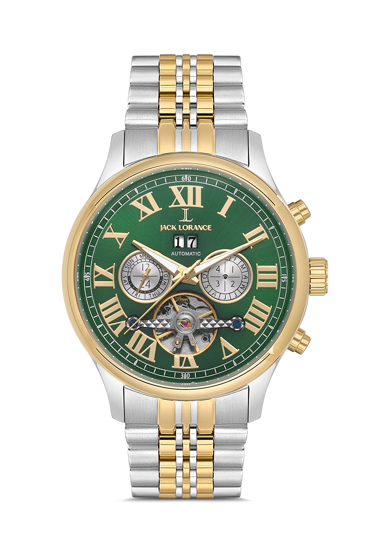 JCKJLS11817M.03 Altın & Yeşil Otomatik Çelik Erkek Kol Saati