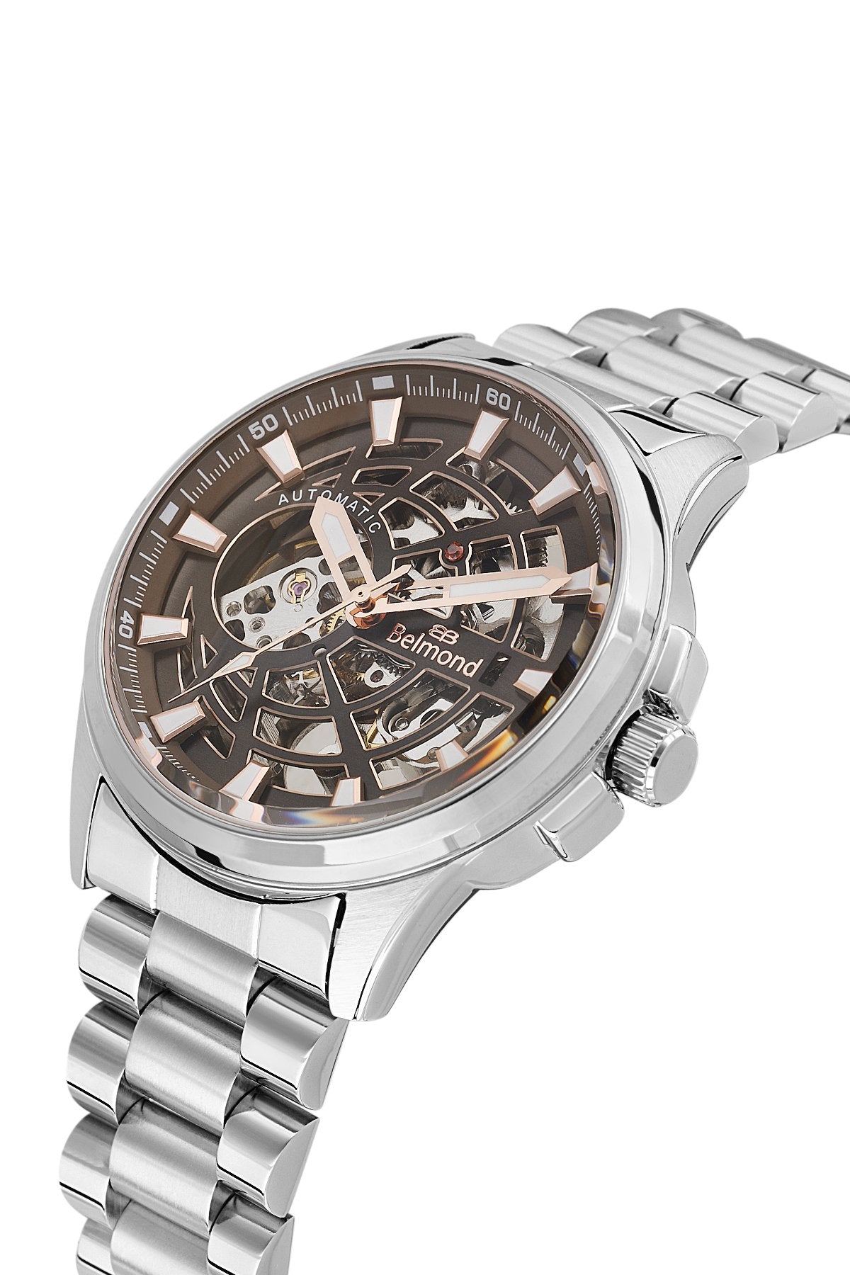 KNG1153.340 Gümüş & Kahverengi Çelik Kordon Otomatik Erkek Kol Saati