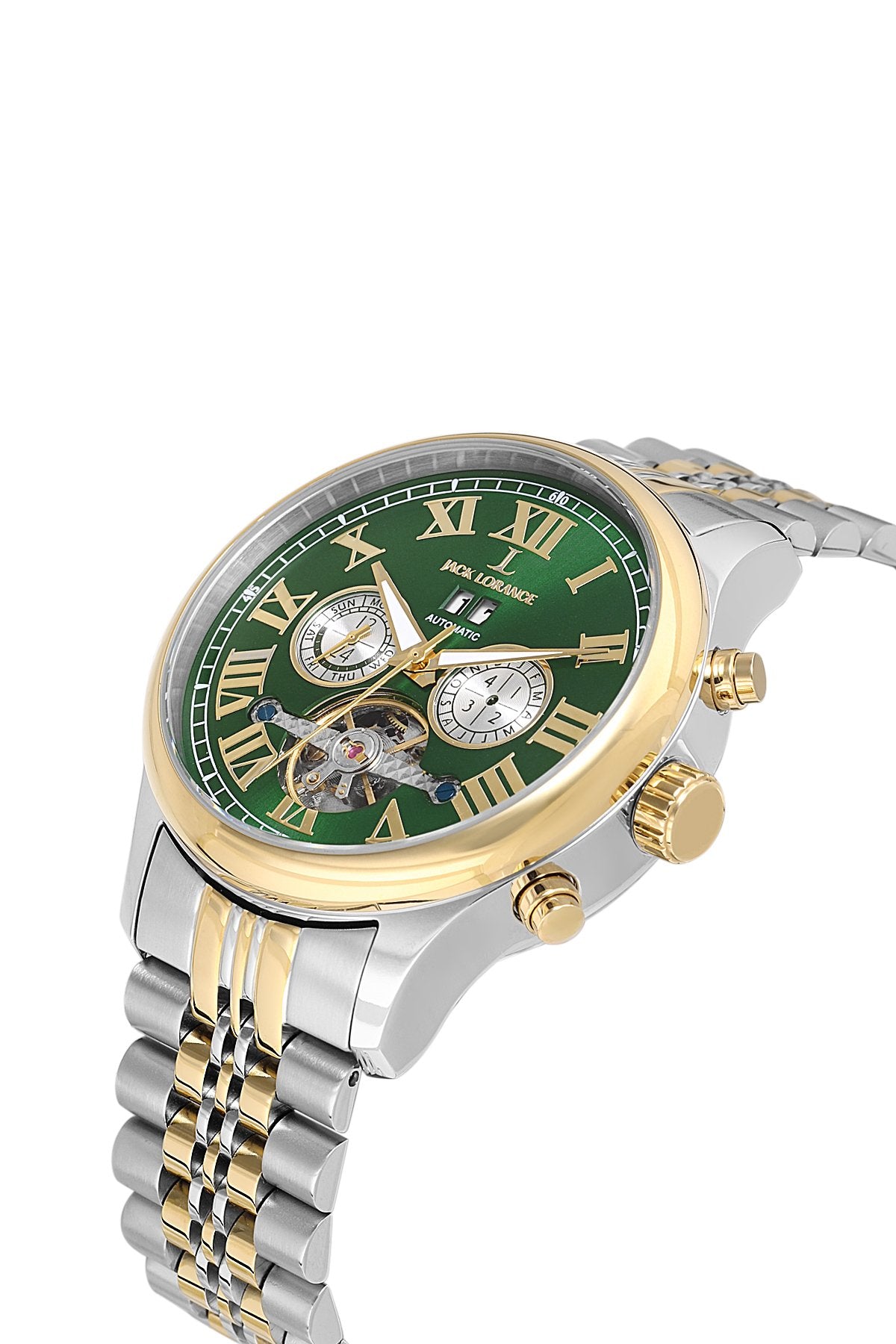 JCKJLS11817M.03 Altın & Yeşil Otomatik Çelik Erkek Kol Saati