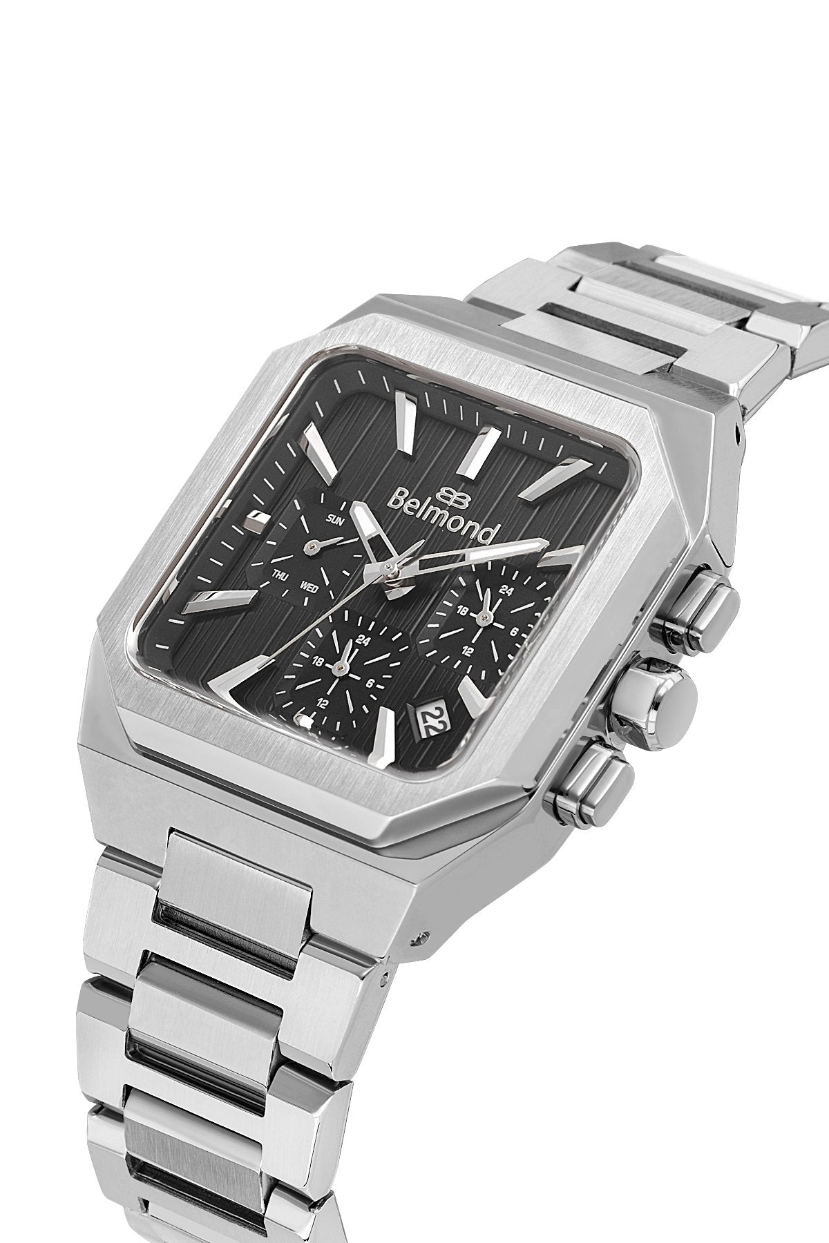 KNG1152.350 Gümüş & Siyah Çelik Kordon Erkek Kol Saati